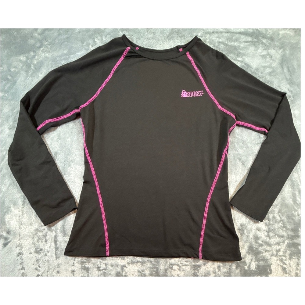 Rocky Womens Performance Base Layer Top Black Pink Stitching Size M 8-10 Shirt